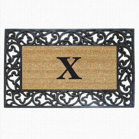 NEDIA HOME Nedia Home 18014X Acanthus Border 22 x 36 In. Rubber-Coir Doormat - Monogrammed X 18014X